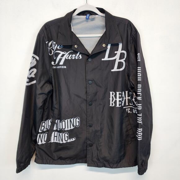 H&M Life Hurts Since 4ever Graphic Windbreaker Jacket Size M Urban Grafitti - Picture 1 of 11